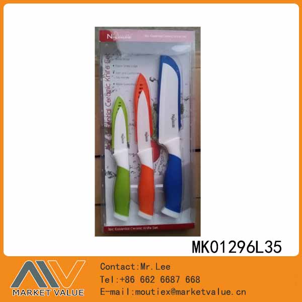 3Pcs Ceramic Knife With Trp Handle In Pvc Box