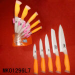 5Pk Soft Handle Ceramic Knife + Acrylic Holder In Box