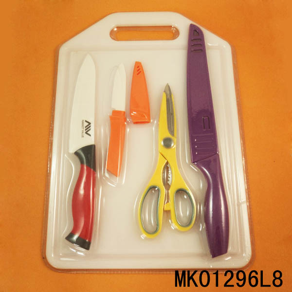3Pcs Knife & Scissors & Plastic Board