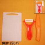 Ceramic Peeler+Fruit Knife+Plastic Board In Window Box