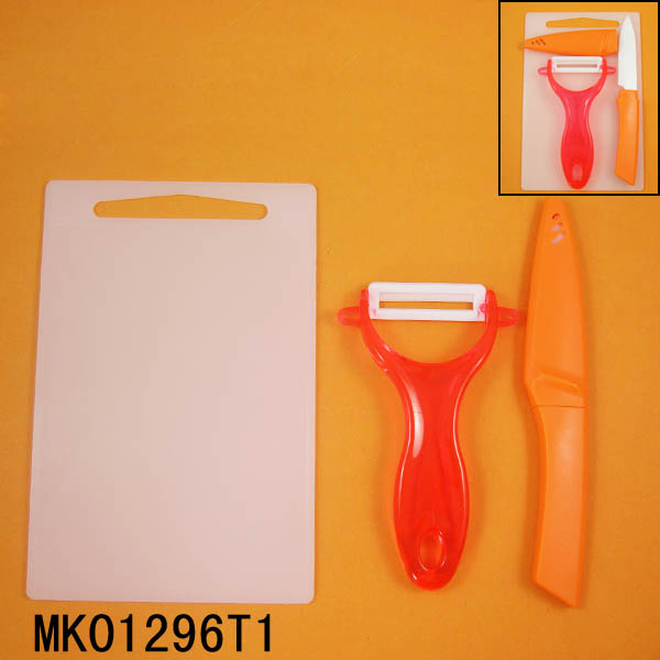 MK01296T1 Ceramic Peeler+Fruit Knife+Plastic Board In Window Box