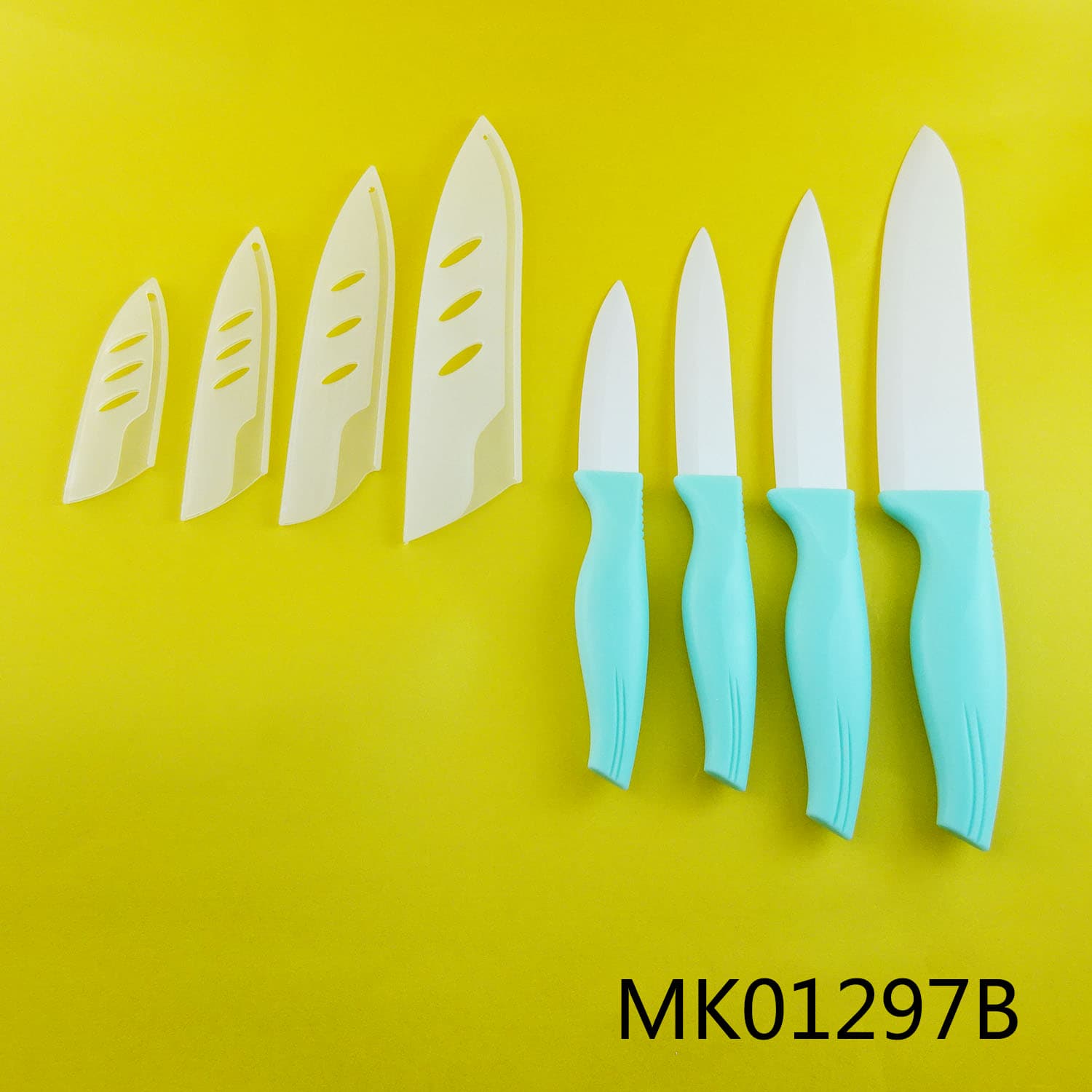 MK01297B 4Pcs Kitchen Knife Ceramic With Blade Cover