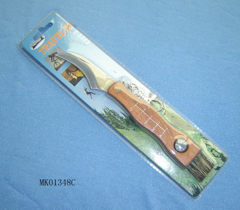 MK01348C Mushroom Knife Anf Brush W/ Brush & Compass