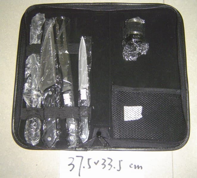 MK01373 5Pcs Knife Set In Pouch( 3Pcs Knife + Sharpener+ S/S Pepper)