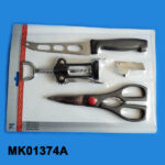 4Pcs Knife Set(Scissor+Red Wine Opener+Opener+Cheese Knife)