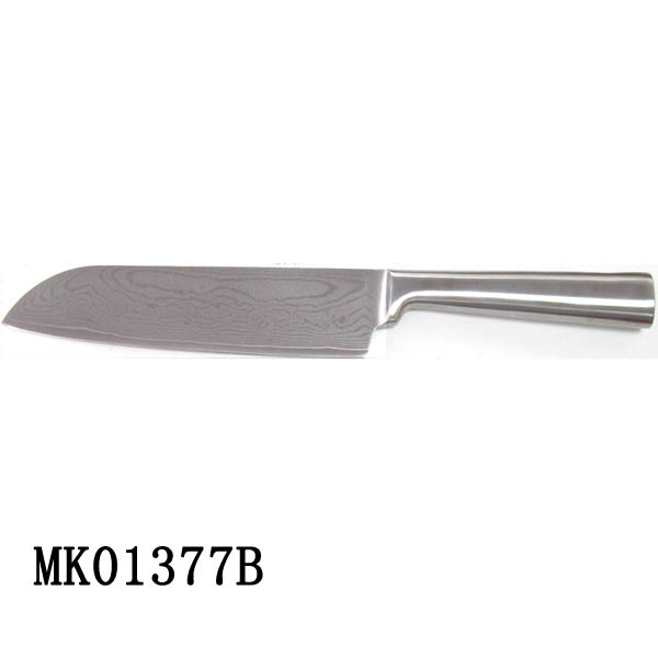 MK01377B 7" Damask Steel Chef Knife Hollow Handle In Windows Box