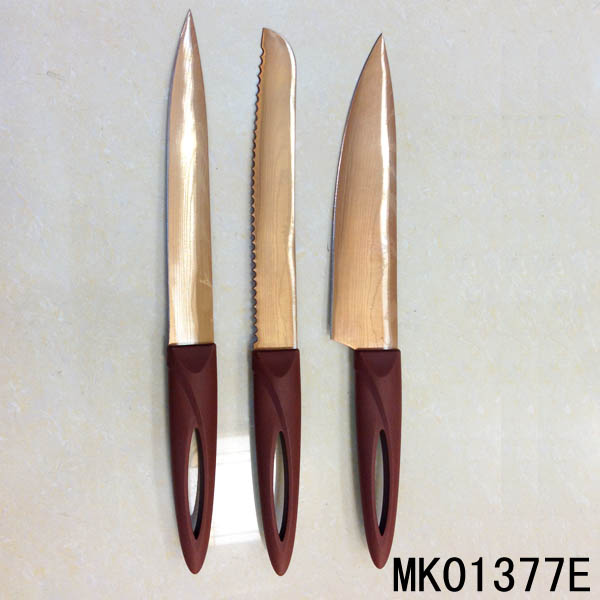 MK01377E 3Pcs Damask Steel Kitchen Knife Plastic Handle In Windows Box