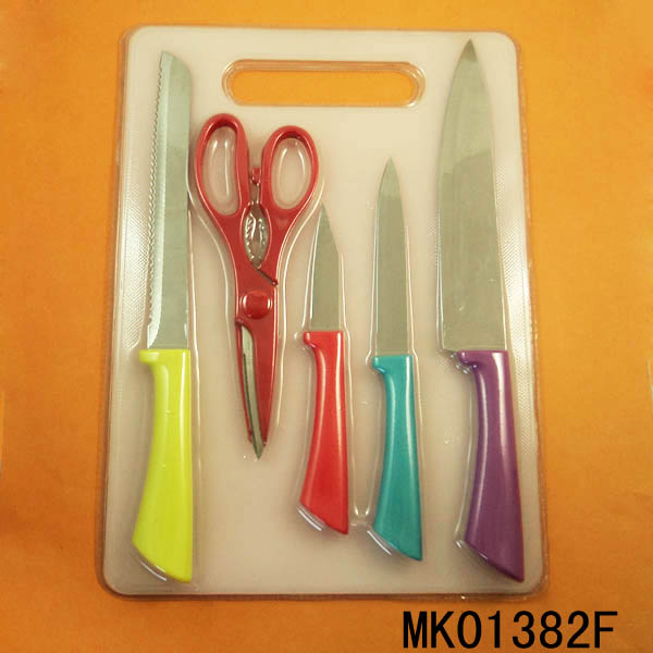 4Pcs Knife & Scissors & Plastic Board