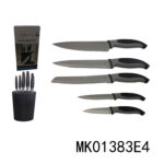 5Pcs Knife With Tpr Handle + Plastic Holder In Color Box