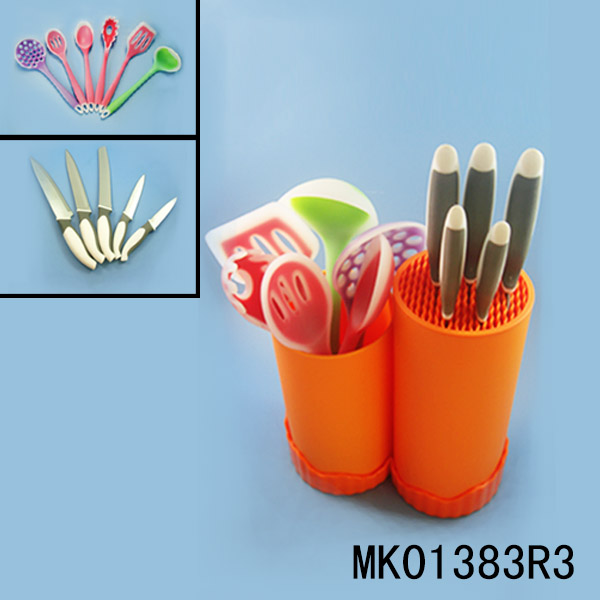 MK01383R3 Kitchen Tools Box+5Pcs Knife+6Pcs Silicone Kitchen Tools