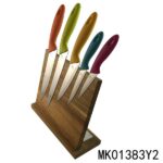 5Pcs Plastic Handle S/S Knife Set+Block