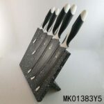 5Pcs Plastic Handle S/S Knife Set+Block