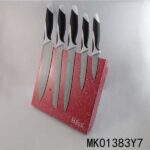5Pcs Plastic Handle S/S Knife Set+Block