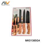 5 Pcs Kitchen Knife Set With Wooden Looked Handle