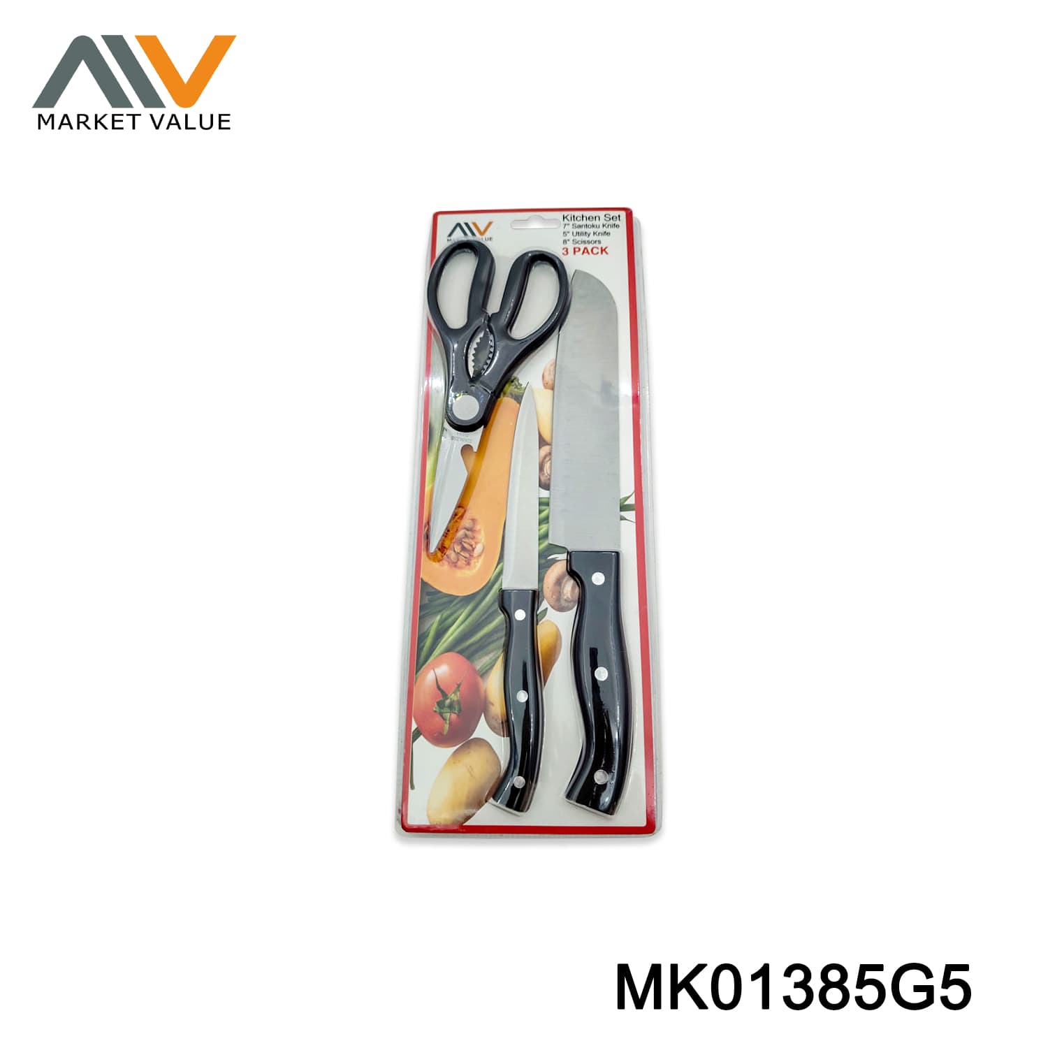 MK01385G5 Set 0F 3Pcs Knife Set( Full Tang Knife+ Scissors)