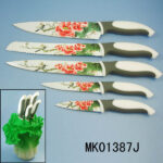 Set Of 5  Non Stick Coating Knife + Pineapple Shape Resin Cutter Holder In Color Box