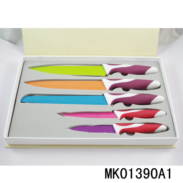 MK01390A1 Set Of 5 Non-Stick Knife In Hard Board Gift Box