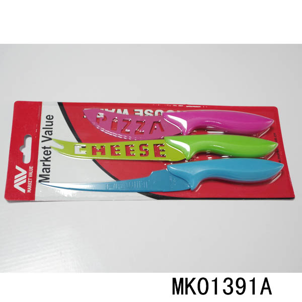 MK01391A 3Pcs Npn-Stick Cheese Knife Set With Plastic Handle