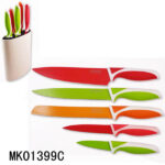 Set Of 5 Non-Stick Coating Kitchen Knife With Plastic Stand In Colour Box