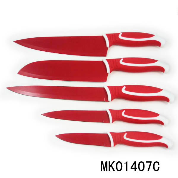 MK01407C 6Pcs Kitchen Knife Set Non Stick Coating With Blade Cover D/B
