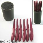 Set Of 6 Non Stick Steak Knife+Plastic Stand & Plastic Inner Core For All Kinds Knife