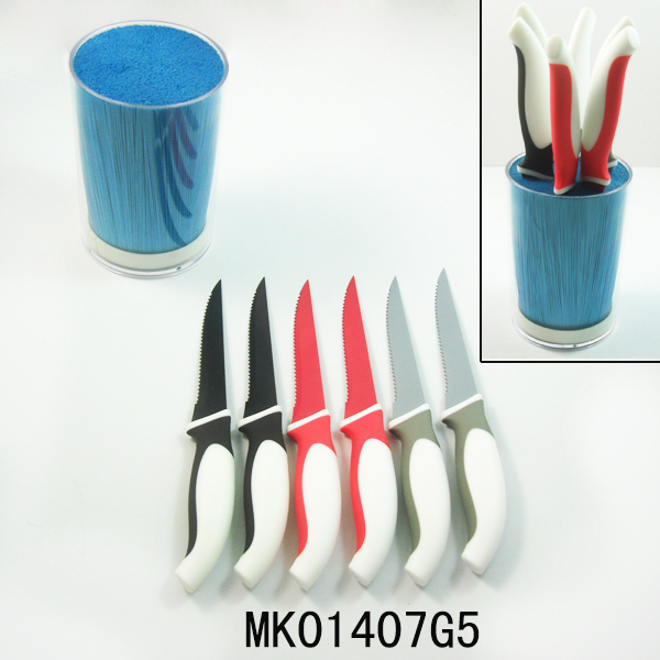 MK01407G5 Set Of 6 Steak Knife + Plastic Stand& Plastic Inner Core For All Kinds Knife