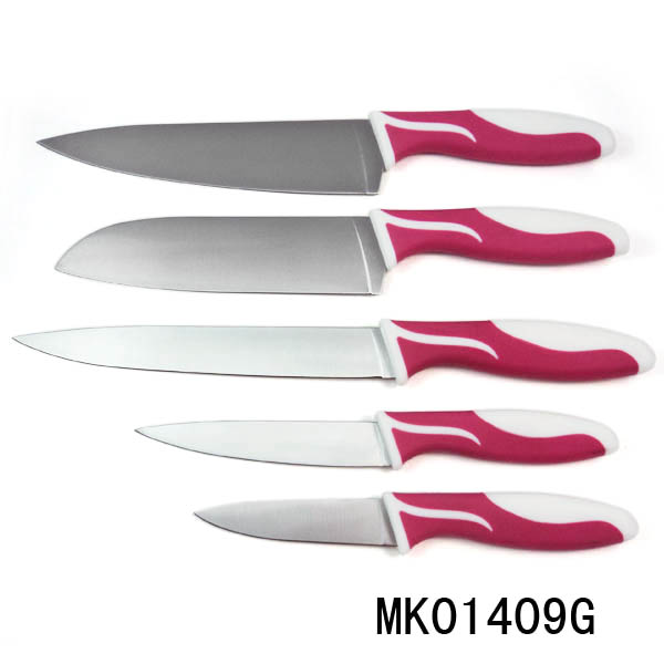 MK01409G 5Pcs S/S Kitchen Knife Set With Blade Cover D/B