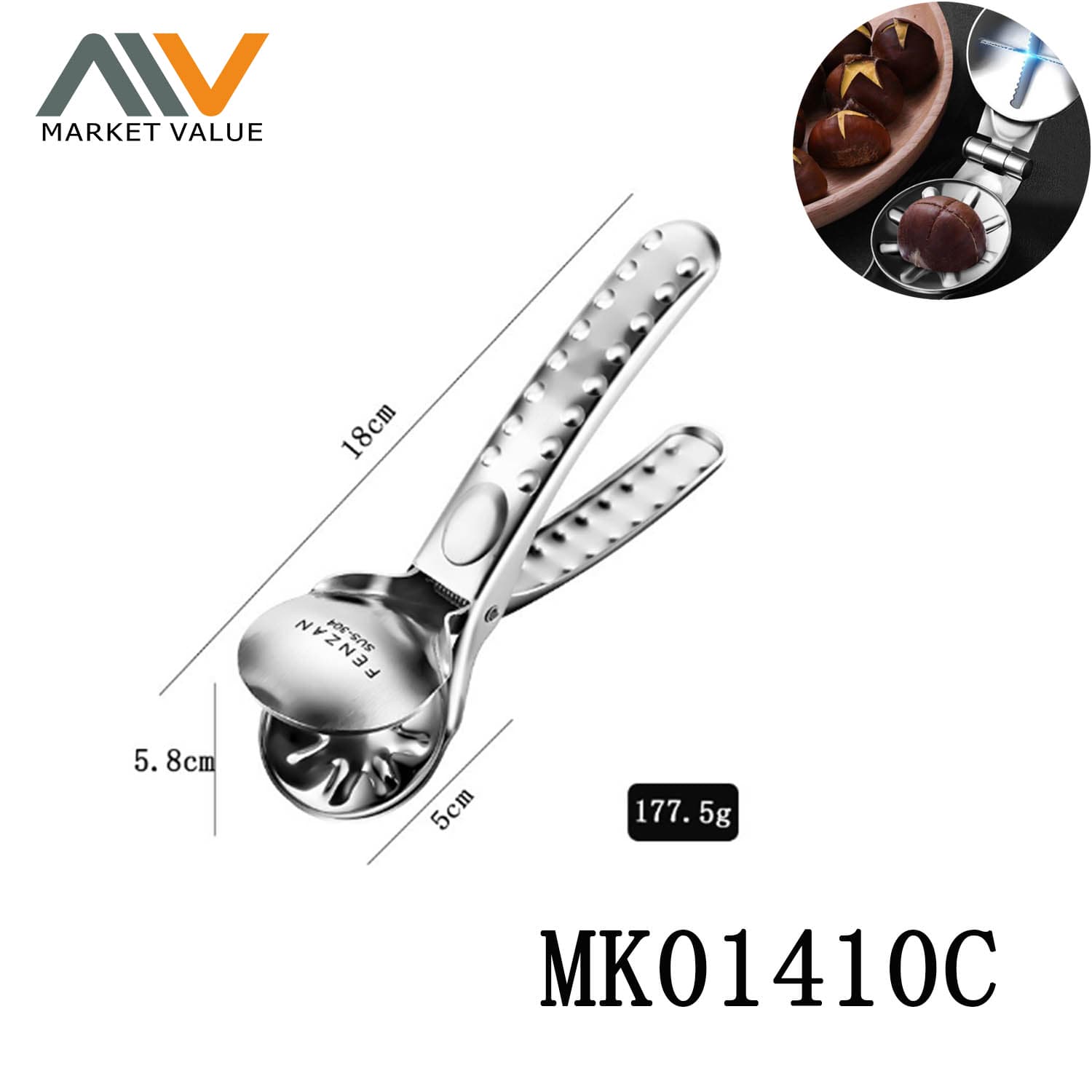 MK01410C Premium Nut Chestnut Clip Cutter Nutcracker