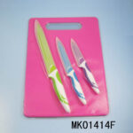 4Pcs Non-Stick Kitchen Knife & Plastic Blade Cover & Plastic Cutting Board