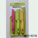 3Pcs 4"Flower Coating Fruit Knife + Pp Cover B/C