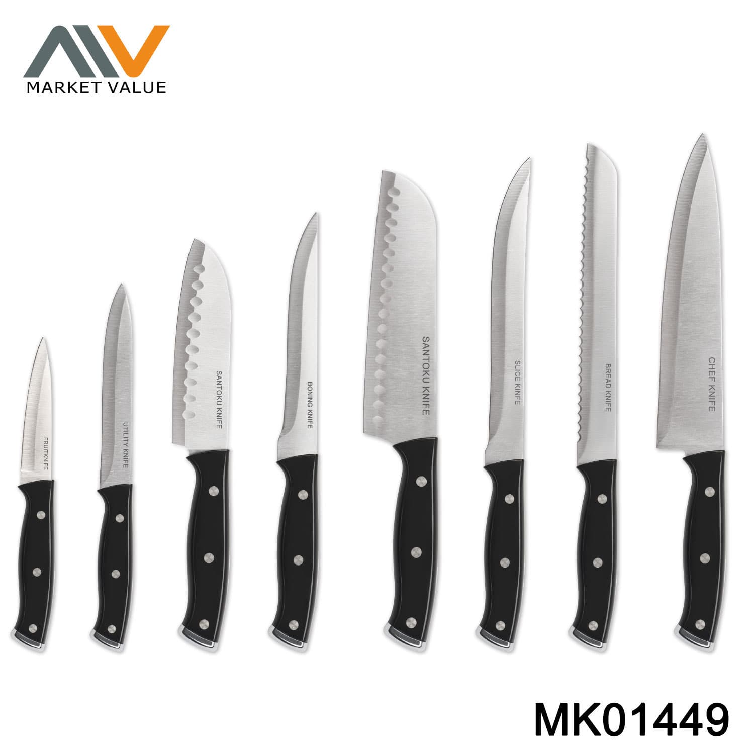 MK01449 8Pc Knife Set Abs+ Point Handle
