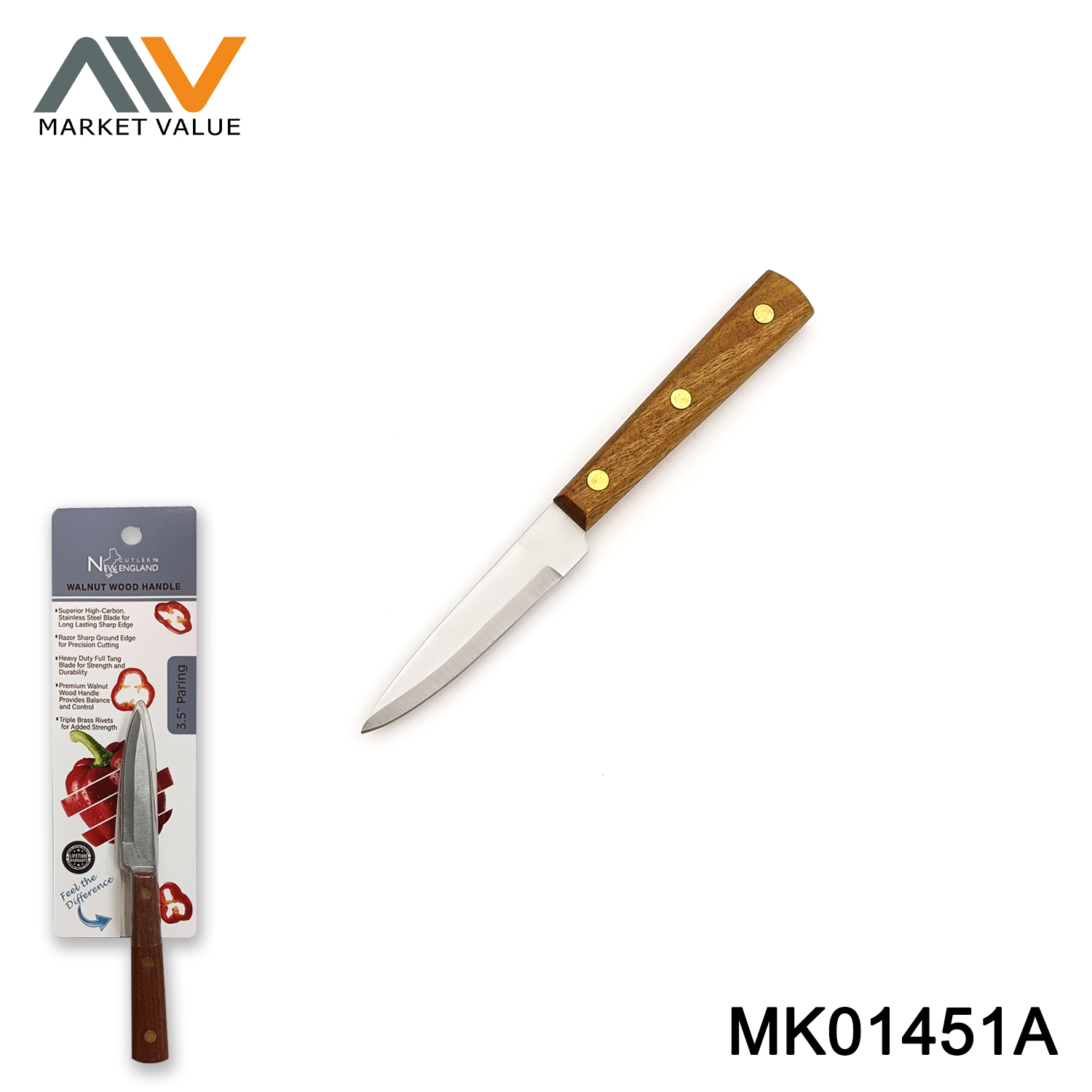 MK01451A 3.5" Paring Knife Wooden Handle TC