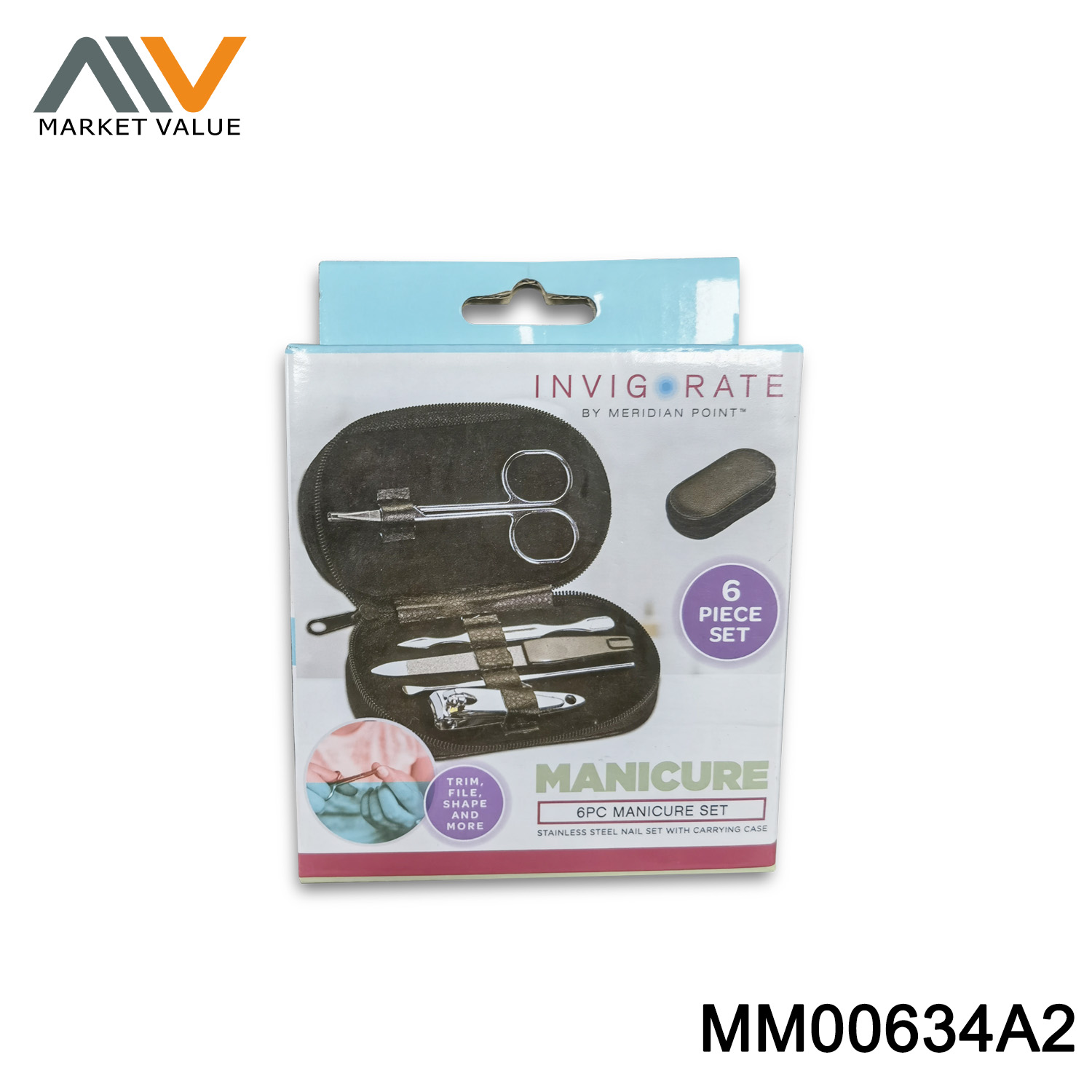 MM00634A2 6Pcs Manicure Set In Leather Case
