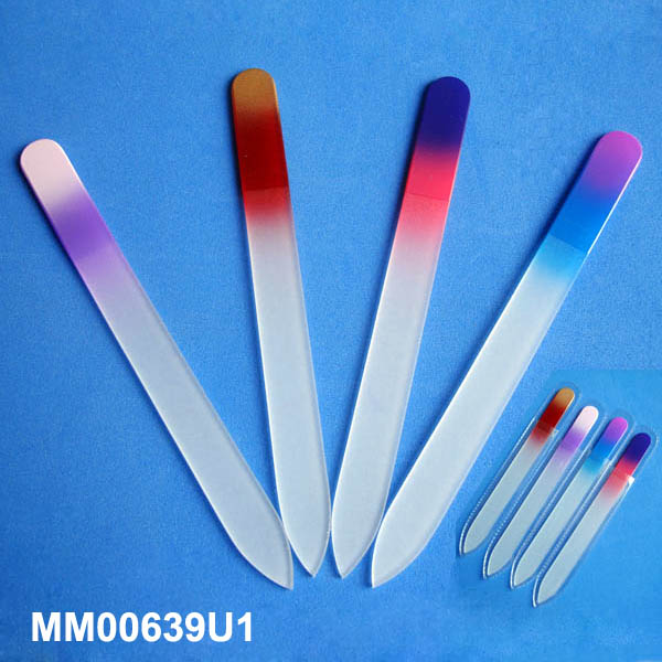 MM00639U1 Crystal Glass Nail File With Double Colors In Pvc Bag