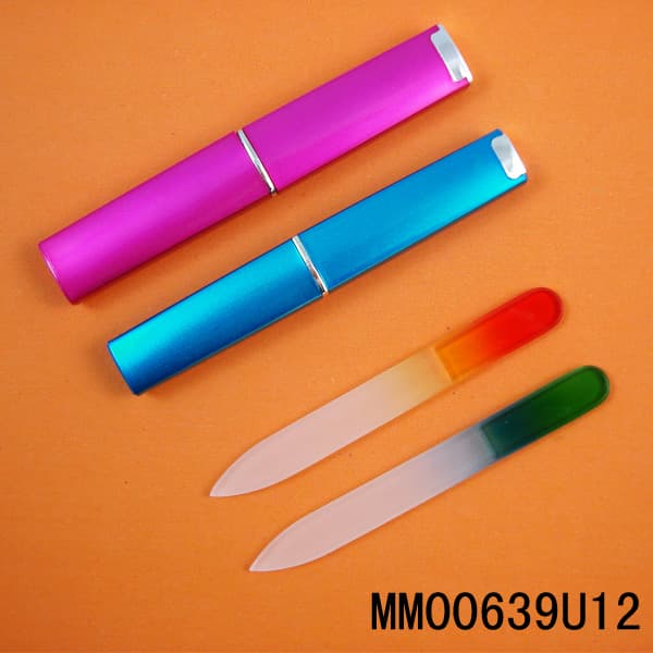 MM00639U12 Crystal Glass Nail File With Double Color In Plastic Box