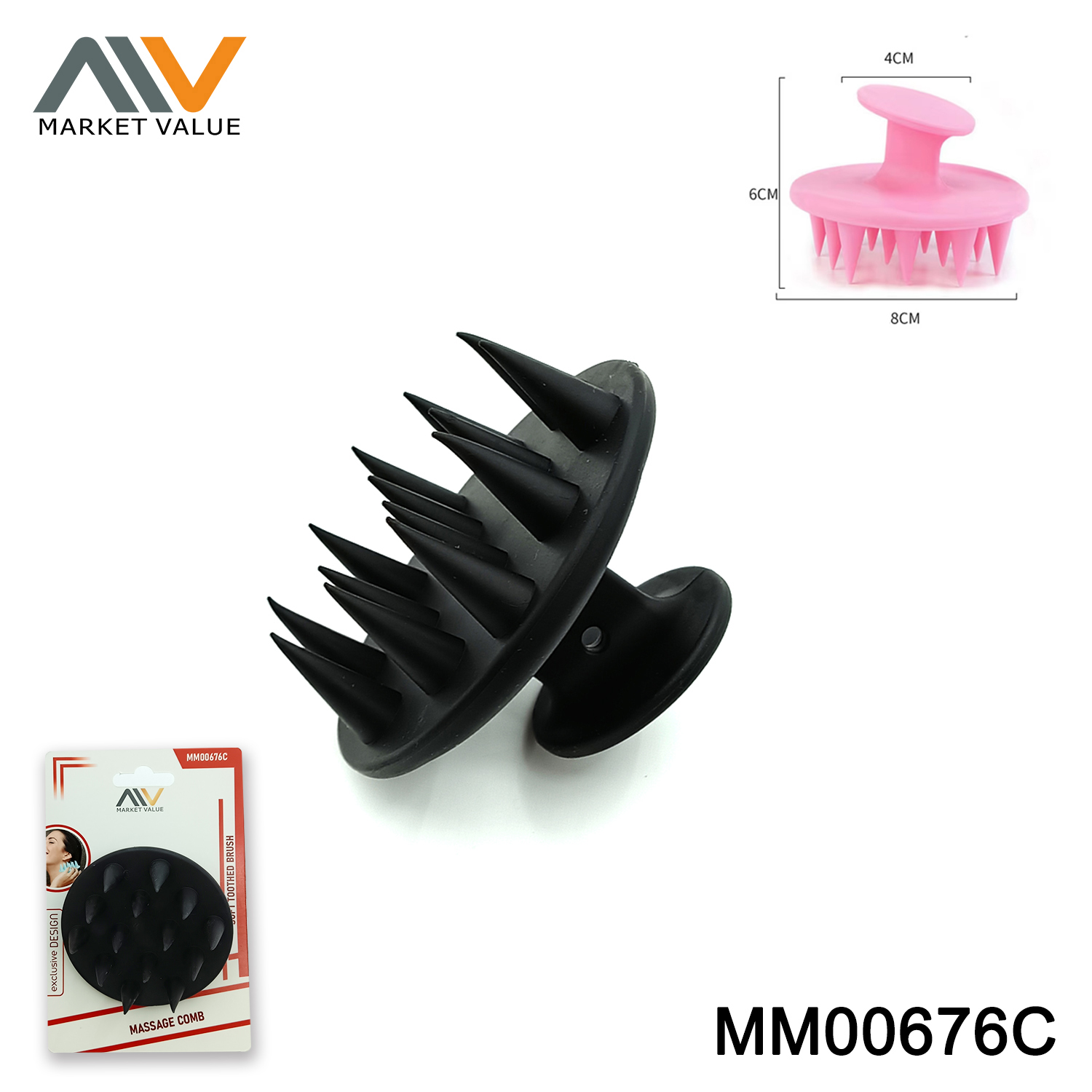 MM00676C PTE Plastic Washing and Massage Comb IN Colour BAG