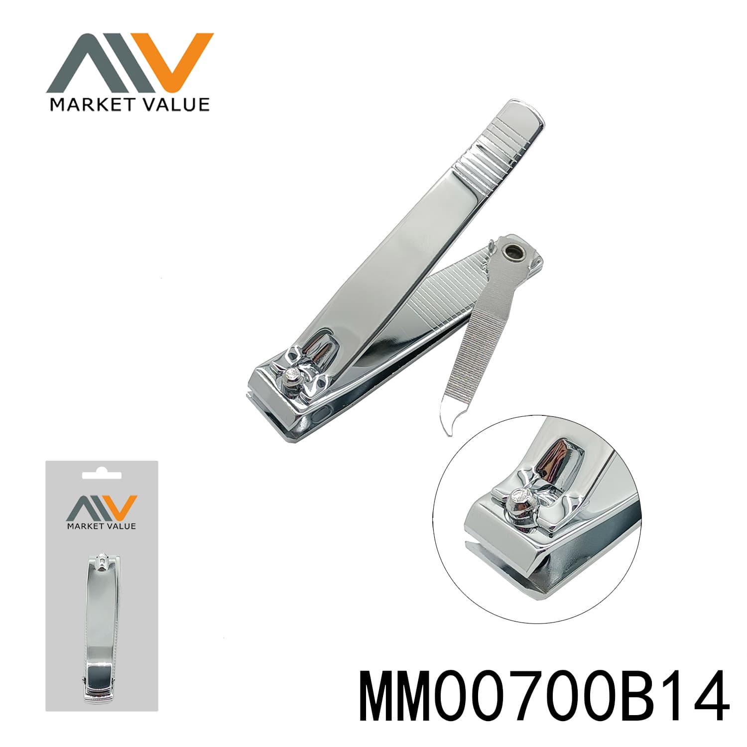 MM00700B14 1Pc Carbon Steel Nail Clipper With Nail File B/C