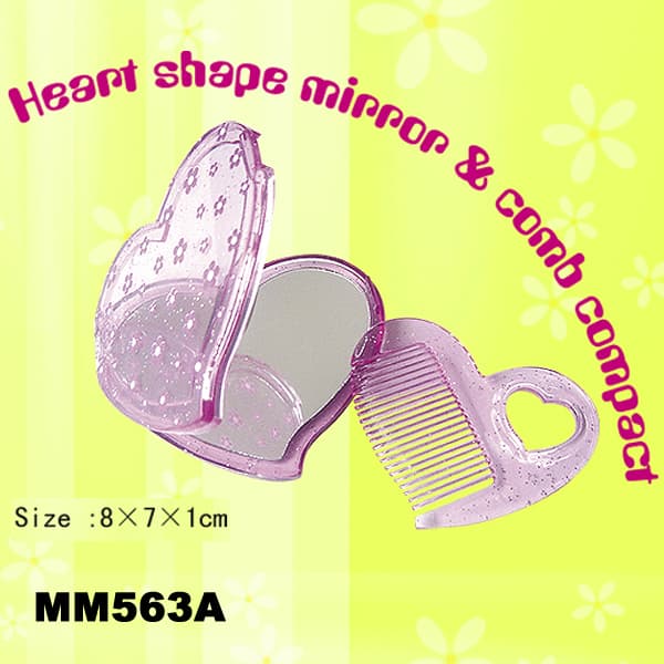 MM563A Heart Shape Mirror & Comb Compact