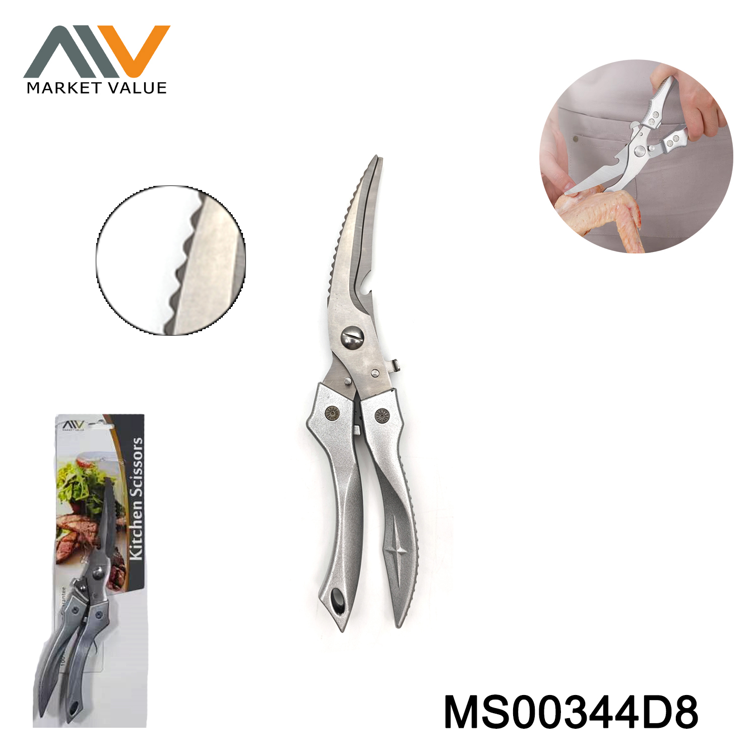 MS00344D8 Chicken Scissors Aulminue Handle Db