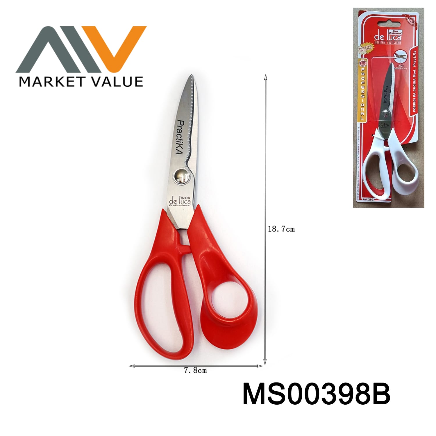 MS00398B 7.5" Scissors With Abs Handle,Try Card