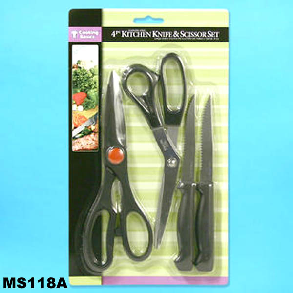 MS118A 2Pcs 9110+8" Scissors + 2Pcs Steak Knife B/C