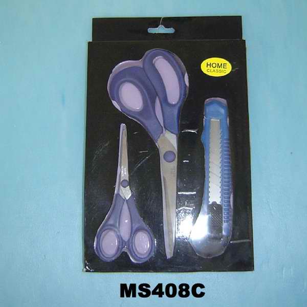 MS408C 3Pcs Scissors Sets+ Paper Cutter In Windon Box