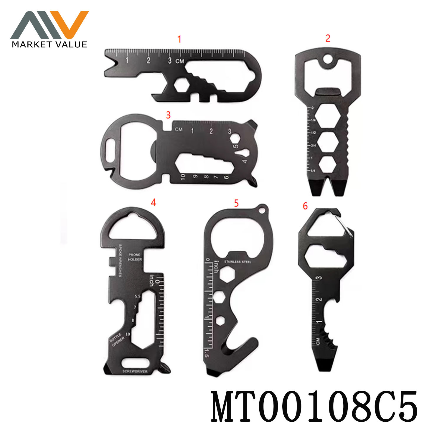 MT00108C5 3Cr13 S/S Camp Survival Multifunctional Pocket Tool