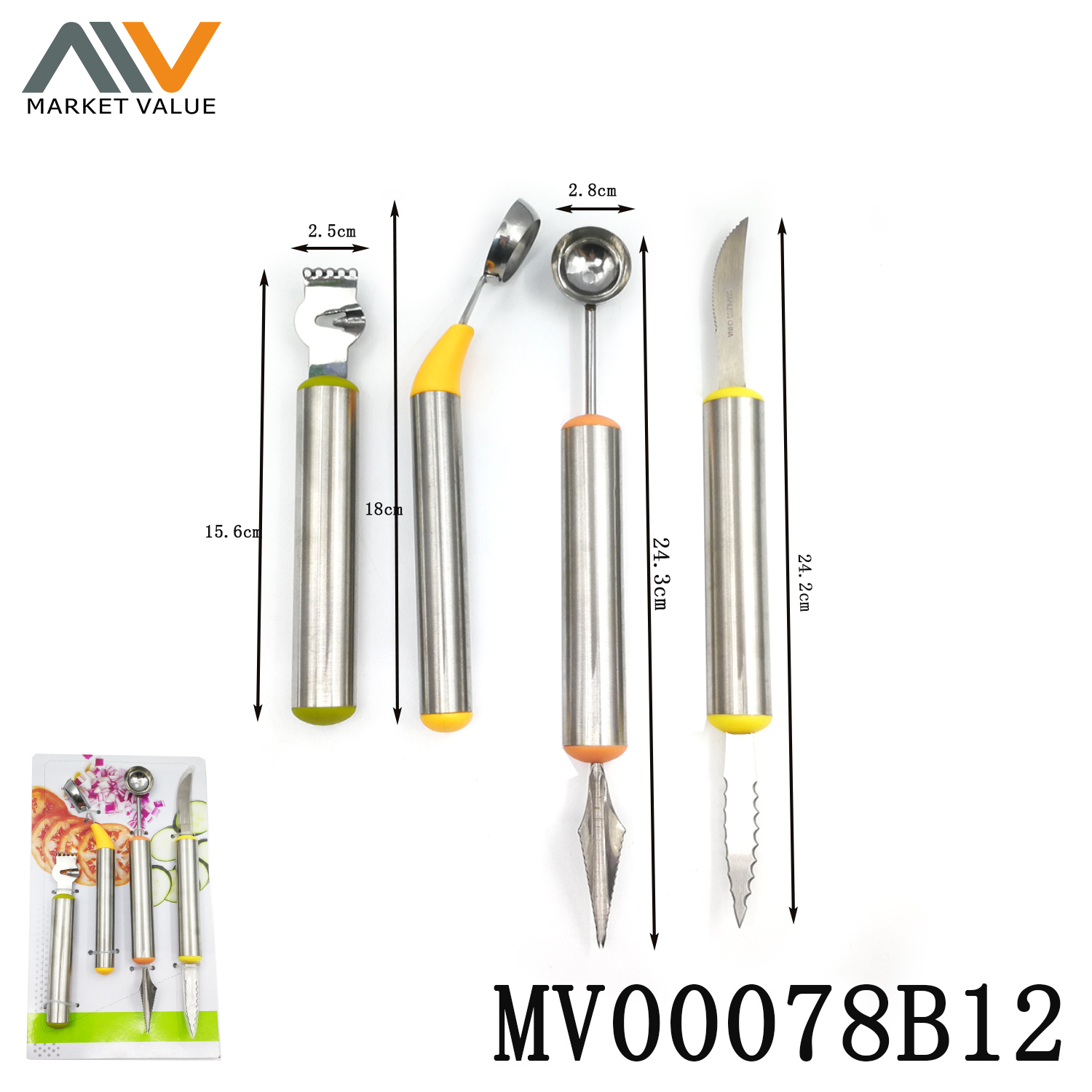 MV00078B12 Set Of 4Pc Fruit And Vegetable Carving Tools