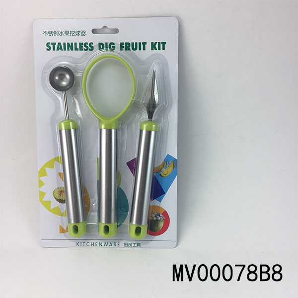 MV00078B8 Stainless Steel Fruit Scoop 3 Piece Set