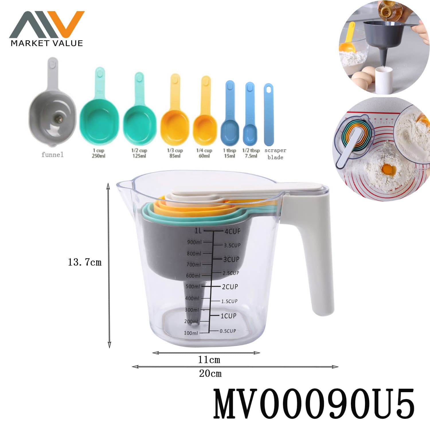 MV00090U5 9 Piece Plastic Baking Tool Set