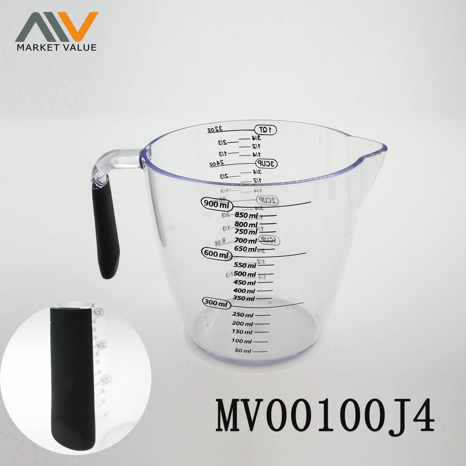MV00100J4 900Ml Plastic Measuer Cup With Tpr Handle