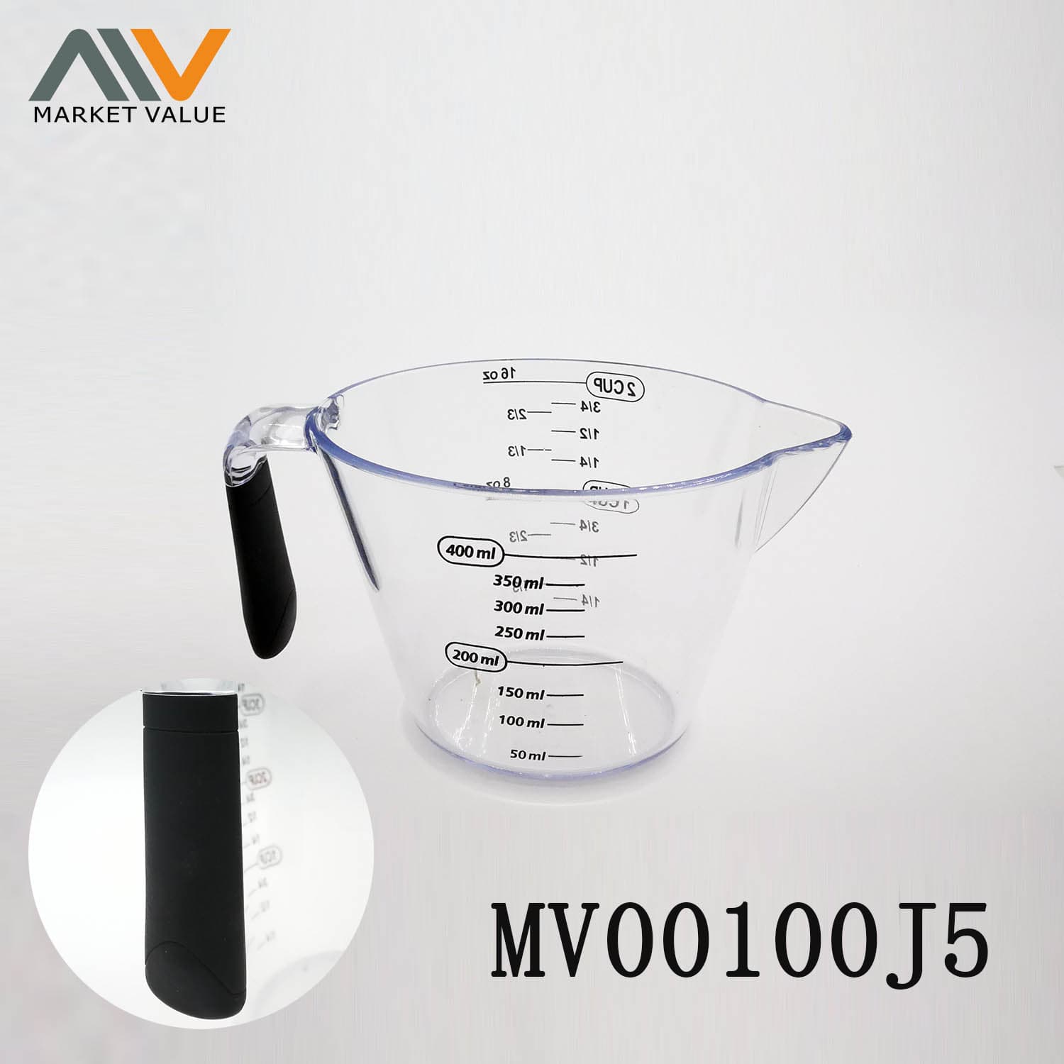 MV00100J5 400Ml Plastic Measuer Cup With Tpr Handle