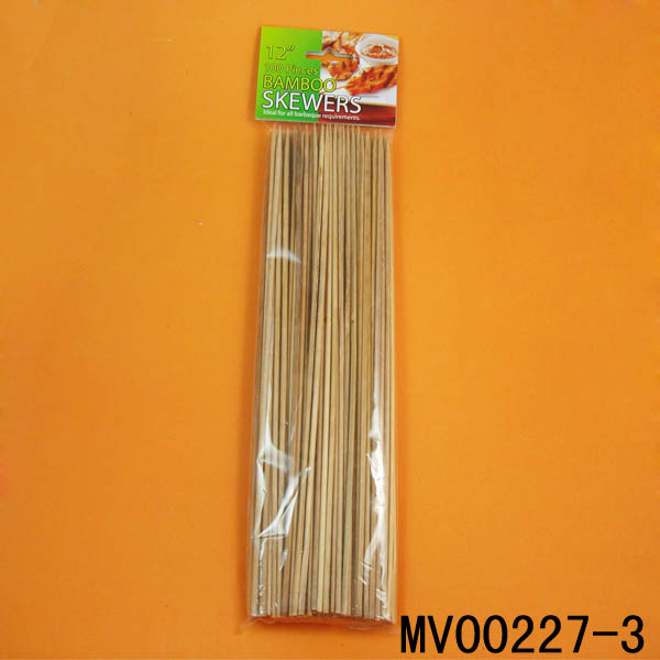 MV00227-3 12" 100Pcs Carbonize Bamboo Skewer In Bag