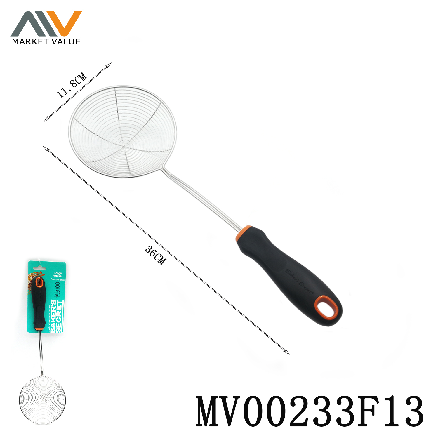 MV00233F13 12Cm S/S Strainer With Tpr Handle